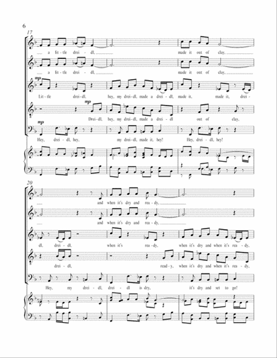 Three Pieces for Chanukah: 3. Funky Dreidl (I Had a Little Dreidl) A Cappella scores gallery preview page 6