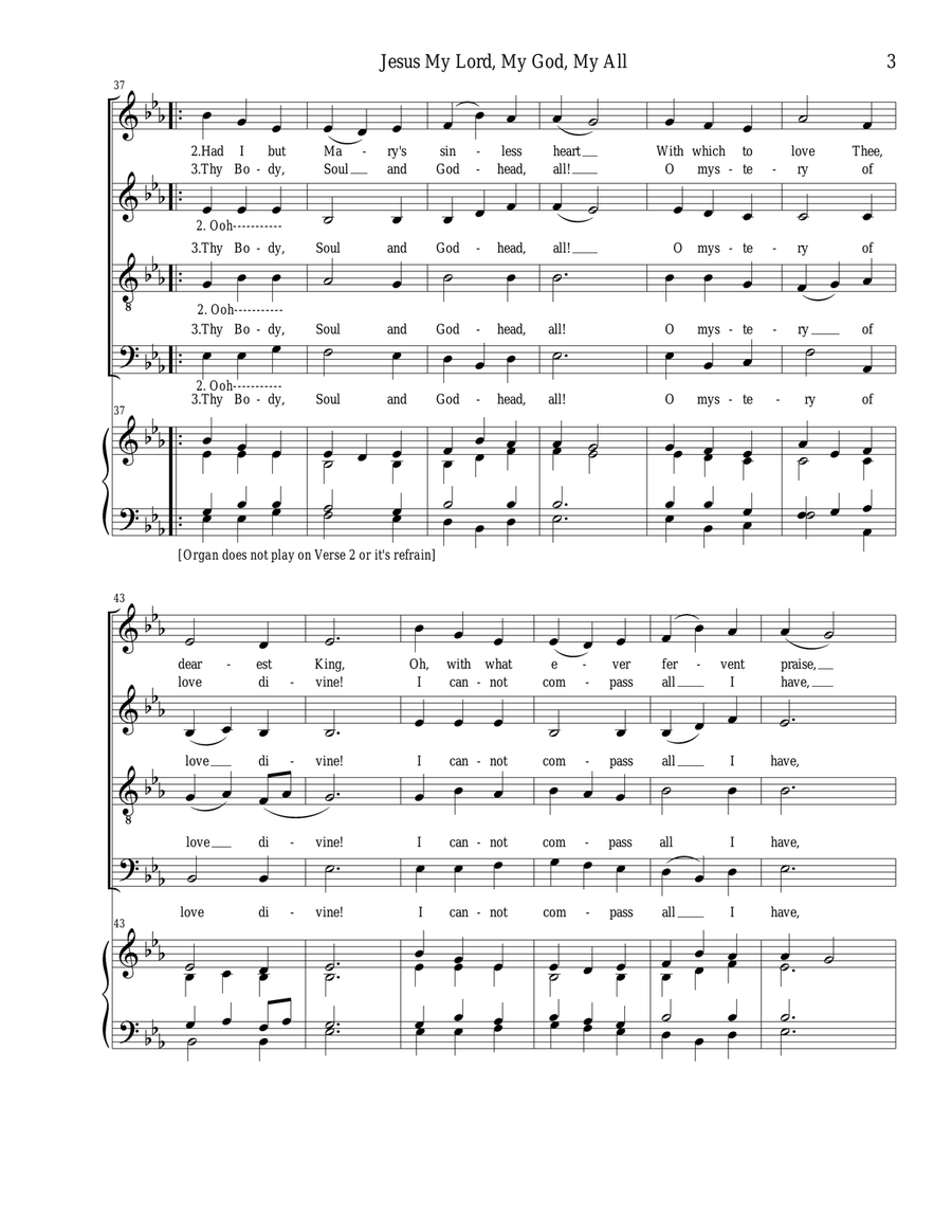 Jesus my Lord, my God, my all SATB,Organ optional strings 4-Part scores gallery preview page 3