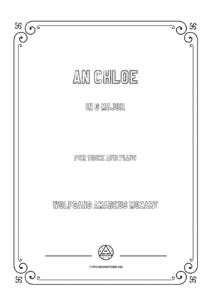 Book cover for Mozart-An Chloe in G Major,for Voice and Piano