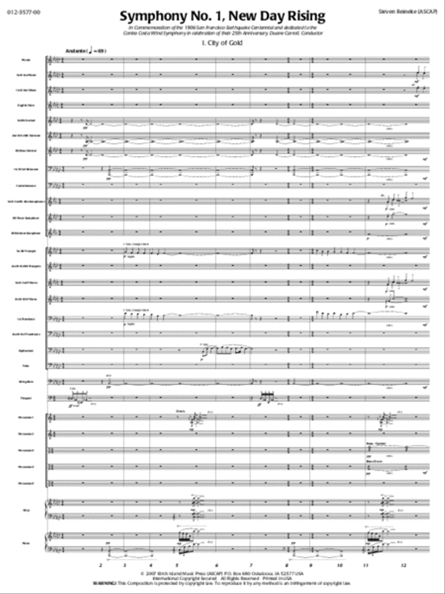 City of Gold (Symphony 1, New Day Rising, Mvt. I) Concert Band scores gallery preview page 2