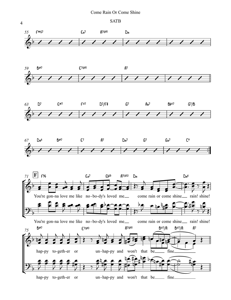 Come Rain Or Come Shine 4-Part scores gallery preview page 4