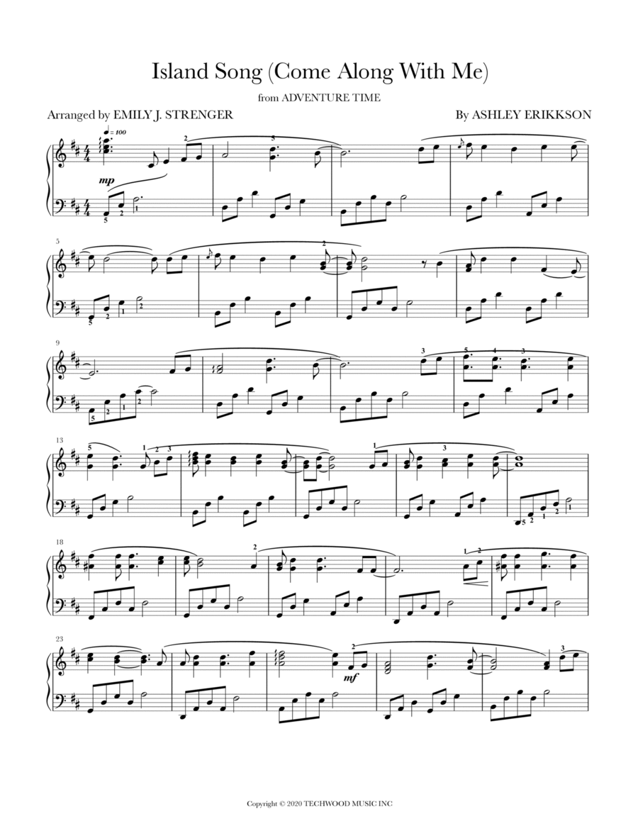 Island Song (come Along With Me) Piano Solo scores gallery preview page 1