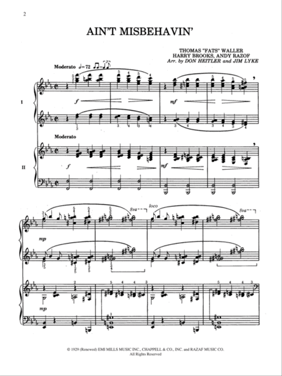 15 Arrangements of American Classics for Two Pianos, Four Hands