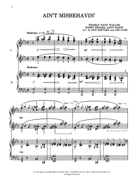 15 Arrangements of American Classics for Two Pianos, Four Hands