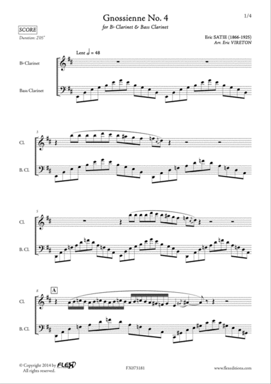 Gnossienne No. 4 Gnossienne No. 4 Clarinet Duet scores gallery preview page 2