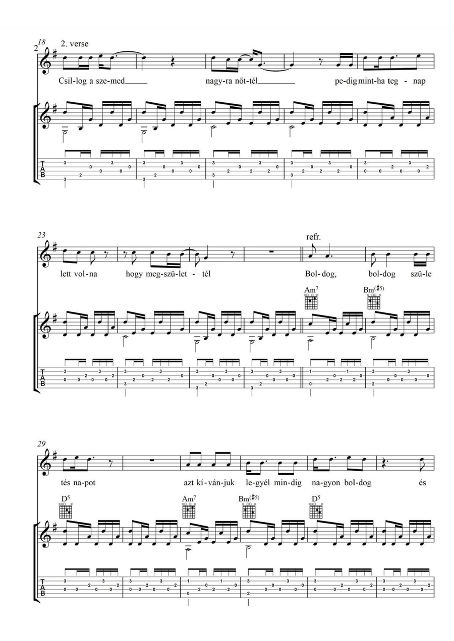 Boldog születésnapot Guitar scores gallery preview page 5