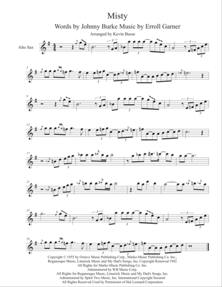 Misty Misty Alto Saxophone scores gallery preview page 1