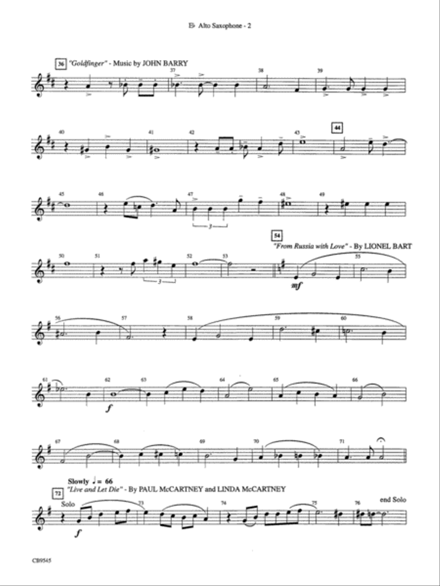 James Bond Returns: E-flat Alto Saxophone Concert Band scores gallery preview page 2