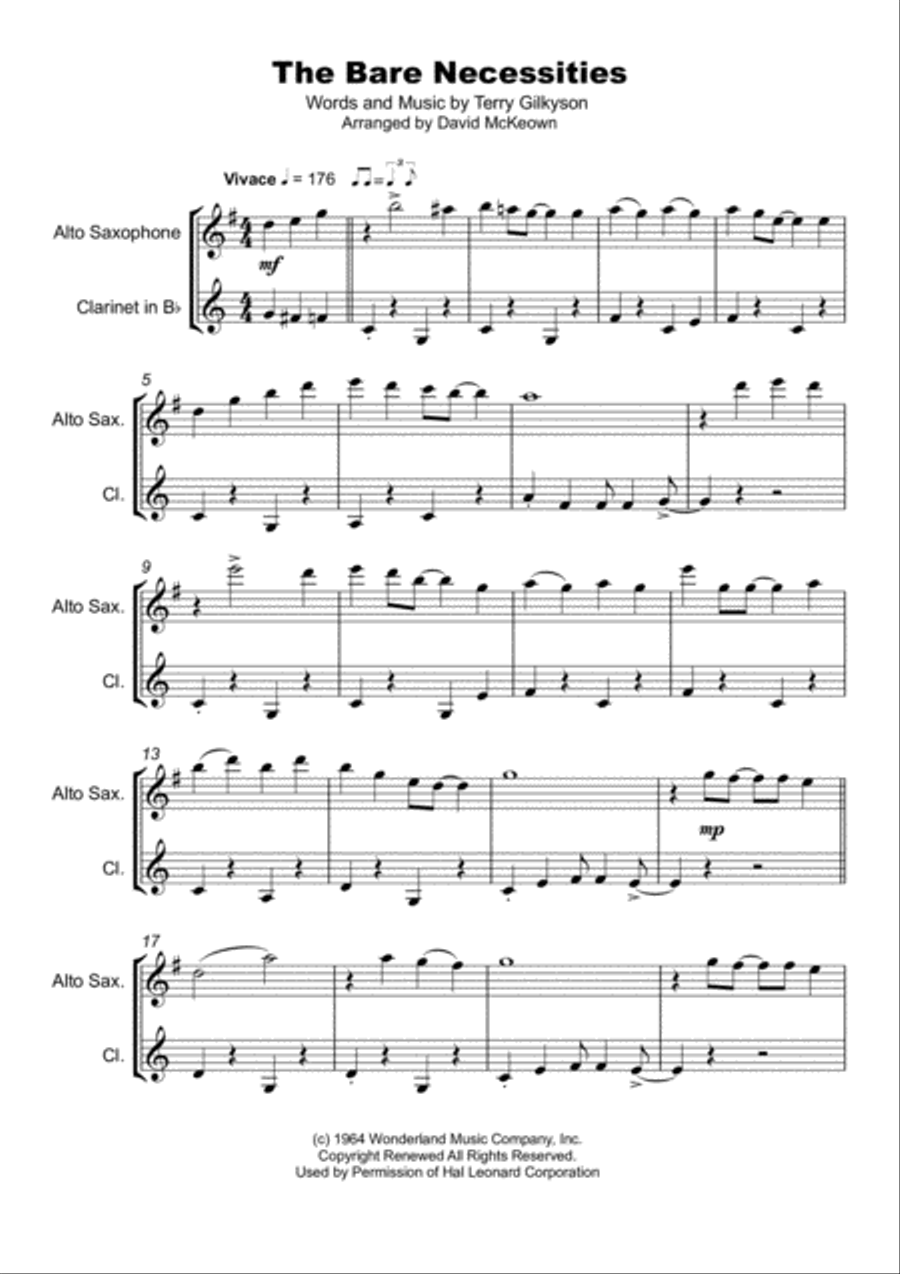The Bare Necessities from THE JUNGLE BOOK Woodwind Duet scores gallery preview page 2