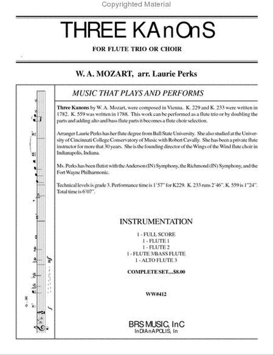 Three Kanons Three Kanons Bass Flute scores gallery preview page 2