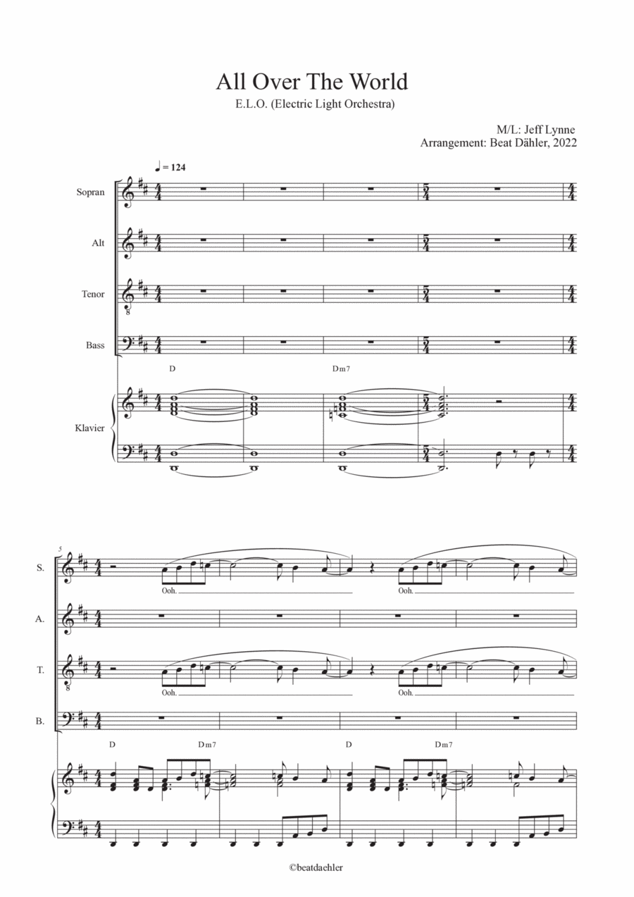 All Over The World 4-Part scores gallery preview page 1