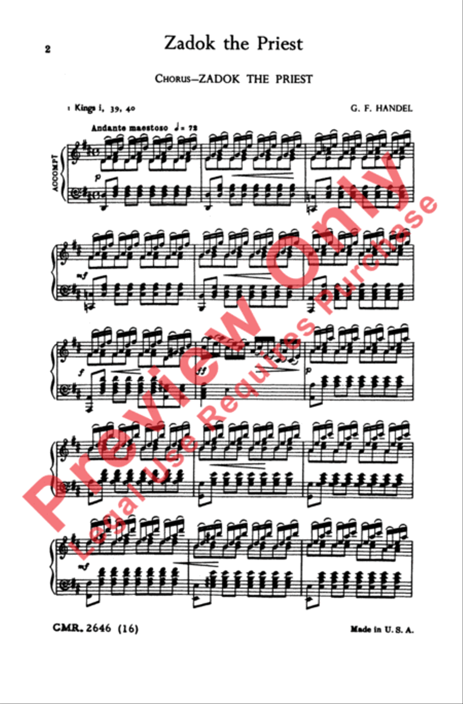 Zadok the Priest 4-Part scores gallery preview page 2