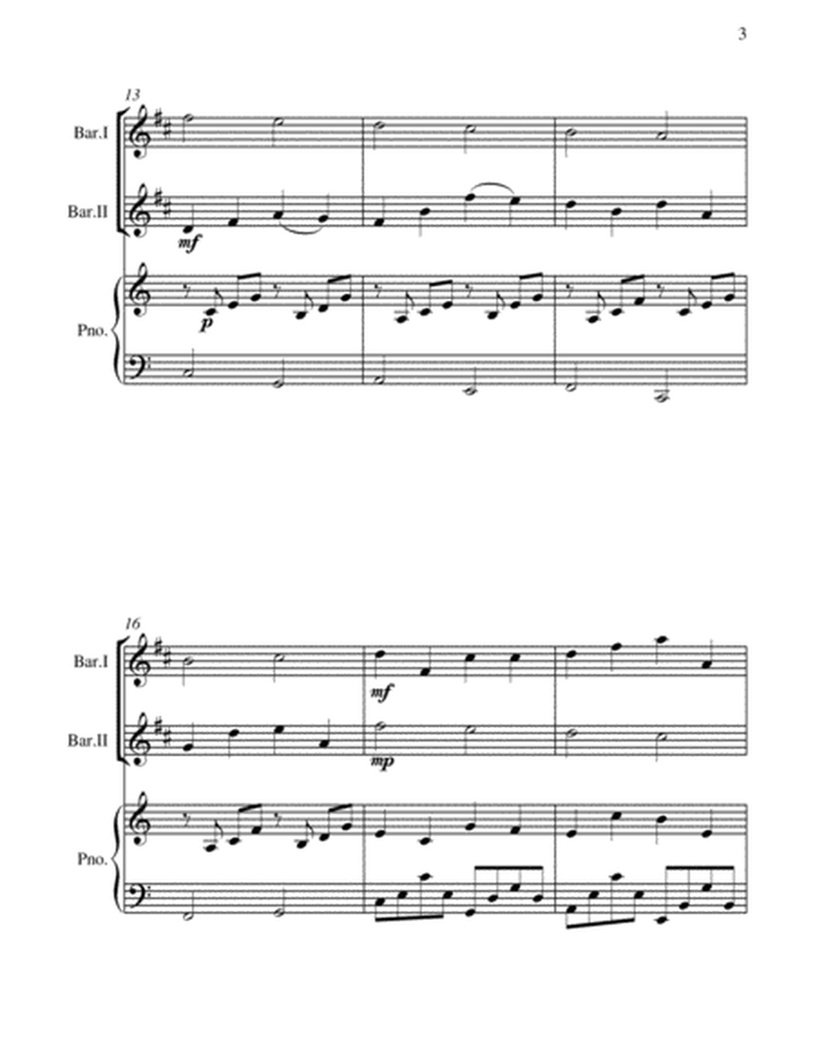 Canon - Johann Pachebel - 2 B Flat Baritones and Piano - Intermediate/Advanced Intermediate level image number null