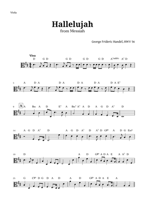 Hallelujah by Handel for Viola with Chords