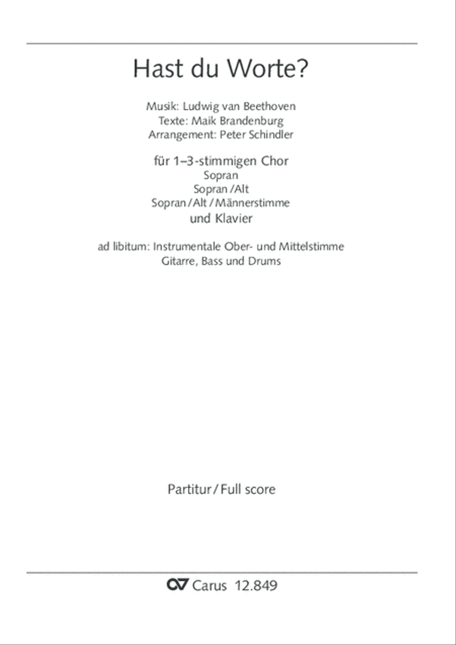 Peter Schindler: Hast du Worte? - Beethoven Choir scores gallery preview page 2