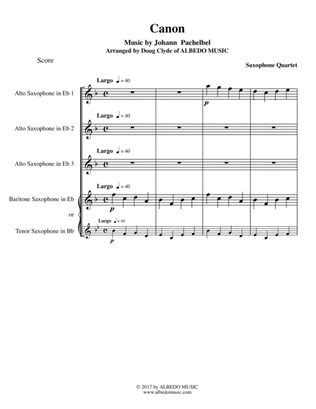 Pachelbel's Canon for Saxophone Quartet