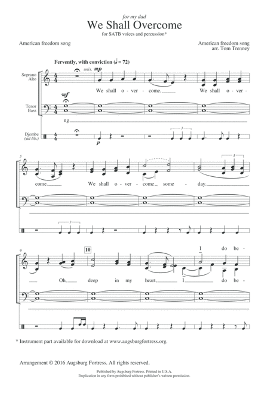 We Shall Overcome 4-Part scores gallery preview page 3