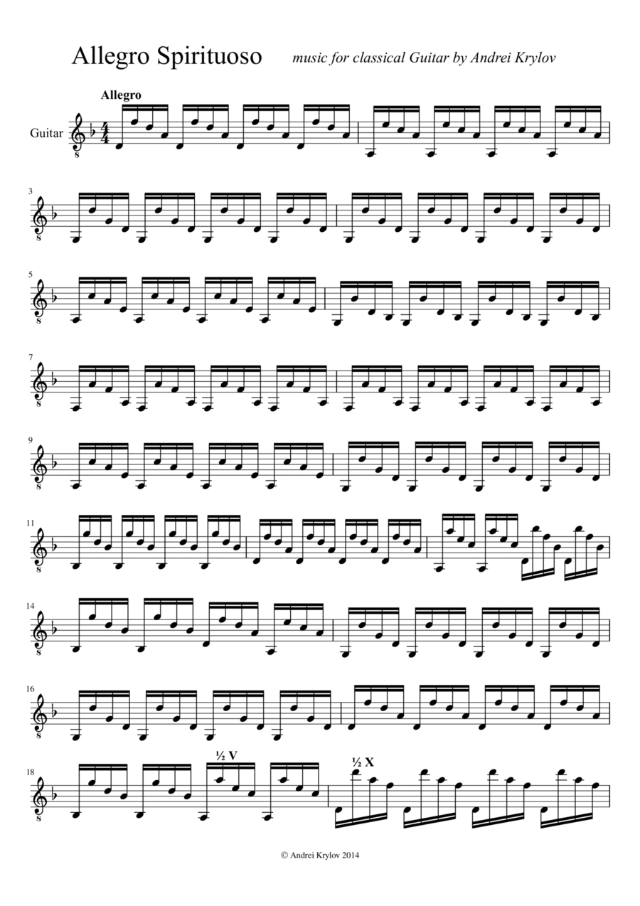 Allegro Spirituoso Acoustic Guitar scores gallery preview page 1