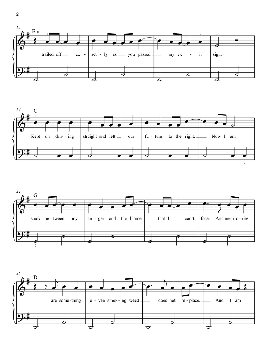 Stick Season Stick Season Easy Piano scores gallery preview page 2