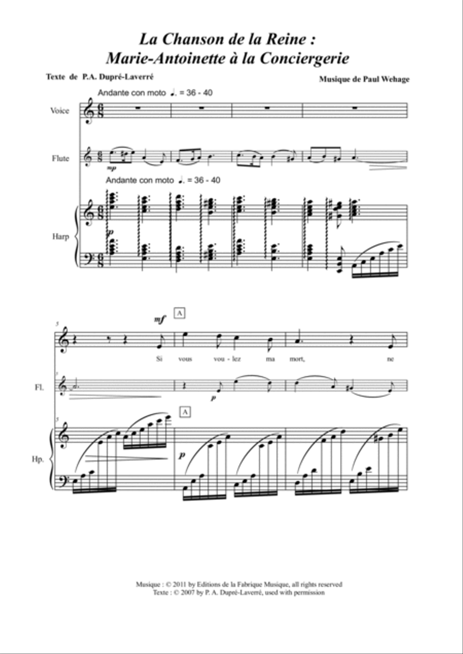 Chanson de la Reine : Marie-Antoinette à la Consiergerie Chamber Music scores gallery preview page 3