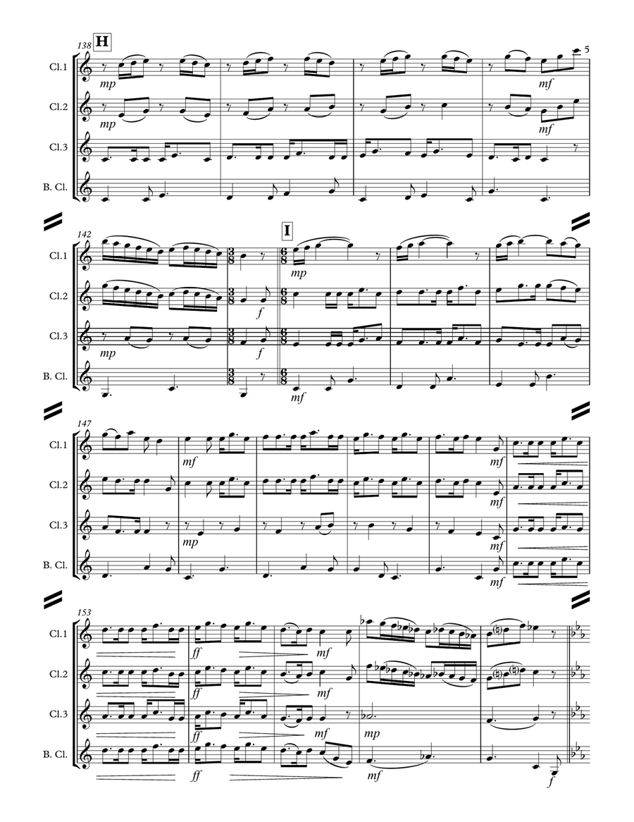 Irish Folksong Suite (for Clarinet Quartet) Clarinet Quartet scores gallery preview page 6