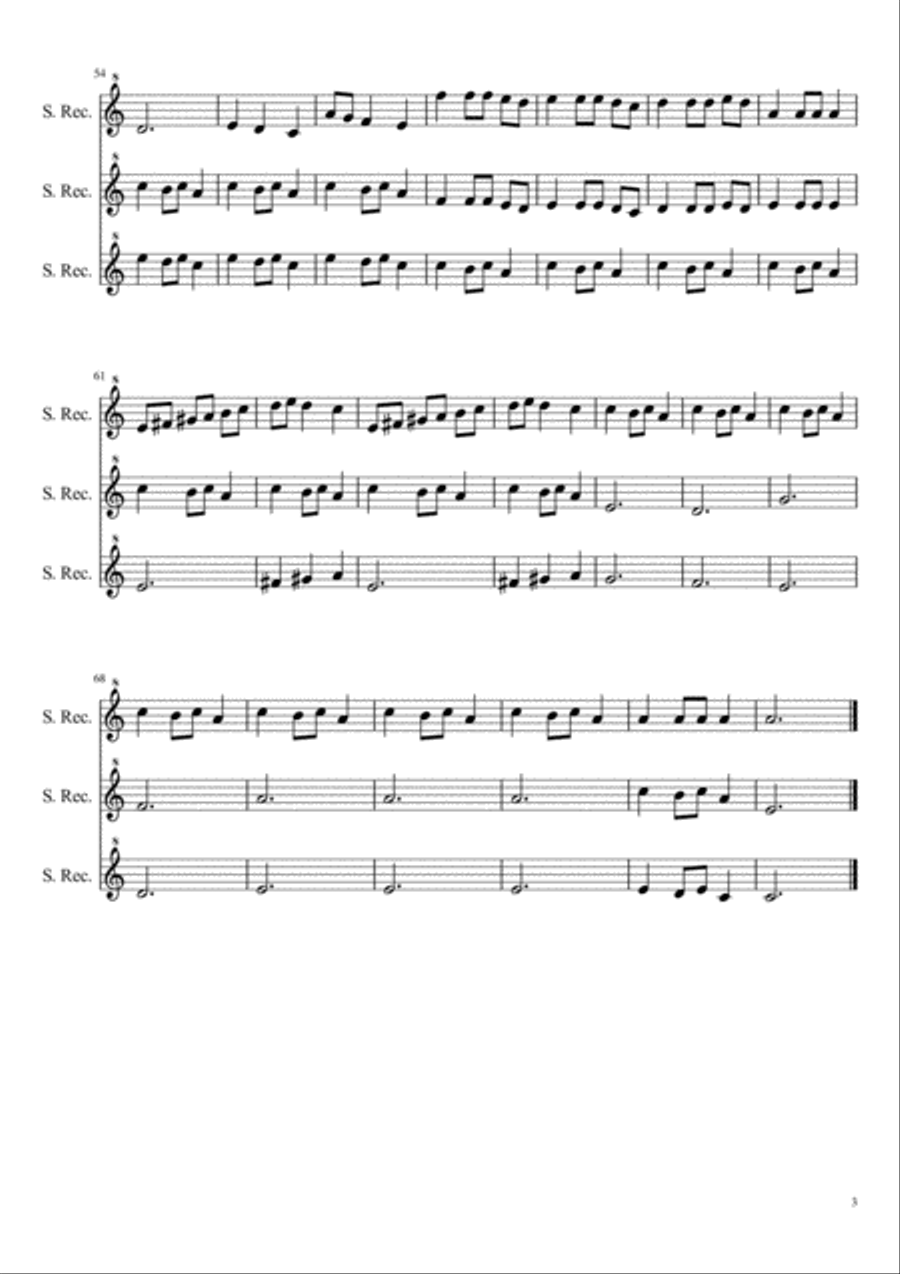 Bell Carol for 3 recorders / flutes Small Ensemble scores gallery preview page 3