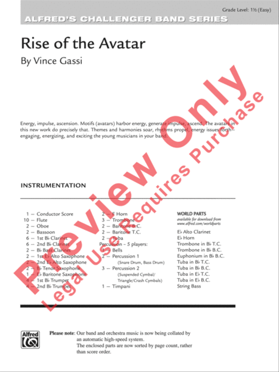 Rise of the Avatar Concert Band scores gallery preview page 2