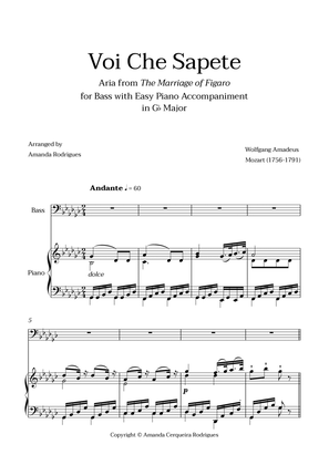 Voi Che Sapete from "The Marriage of Figaro" - Easy Bass and Piano Aria Duet in Gb Major