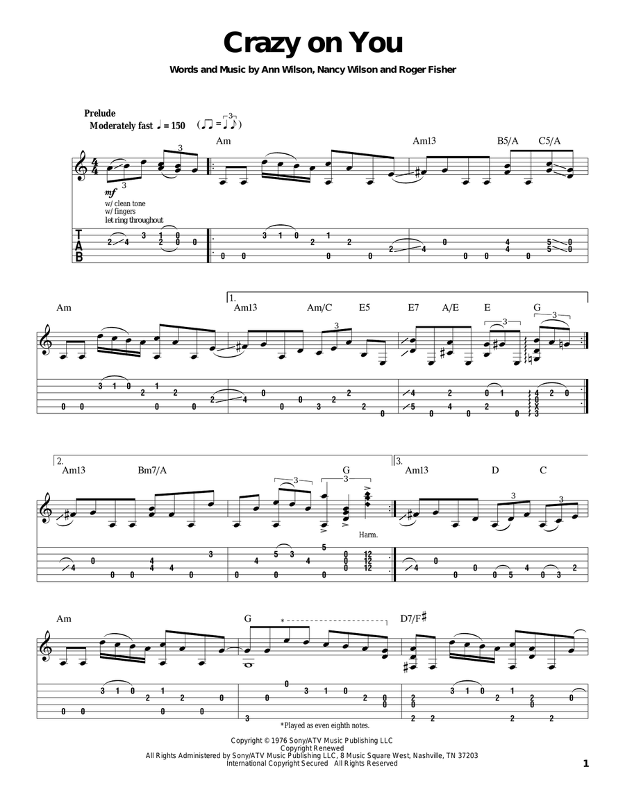 Crazy On You Acoustic Guitar scores gallery preview page 1