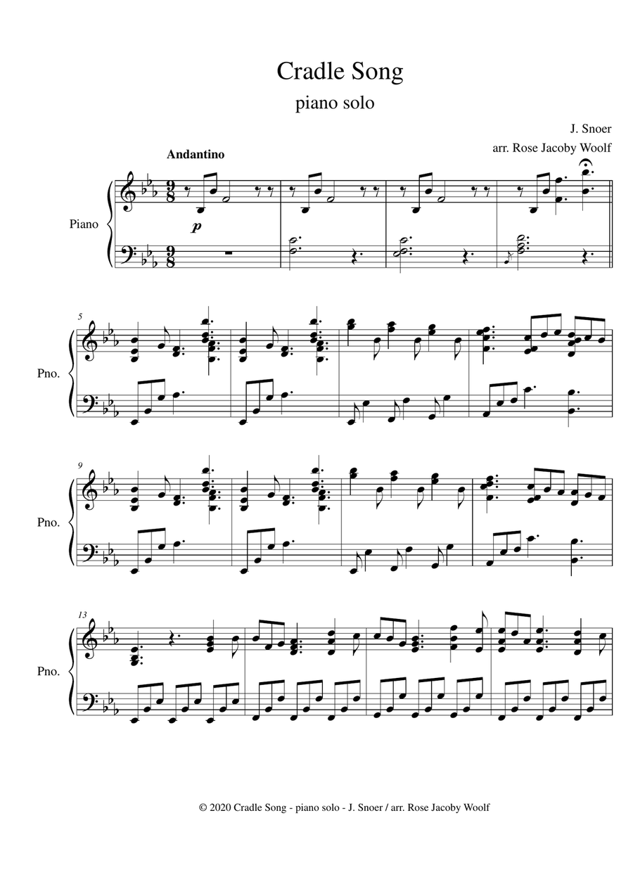 Cradle Song - piano solo Piano Solo scores gallery preview page 1