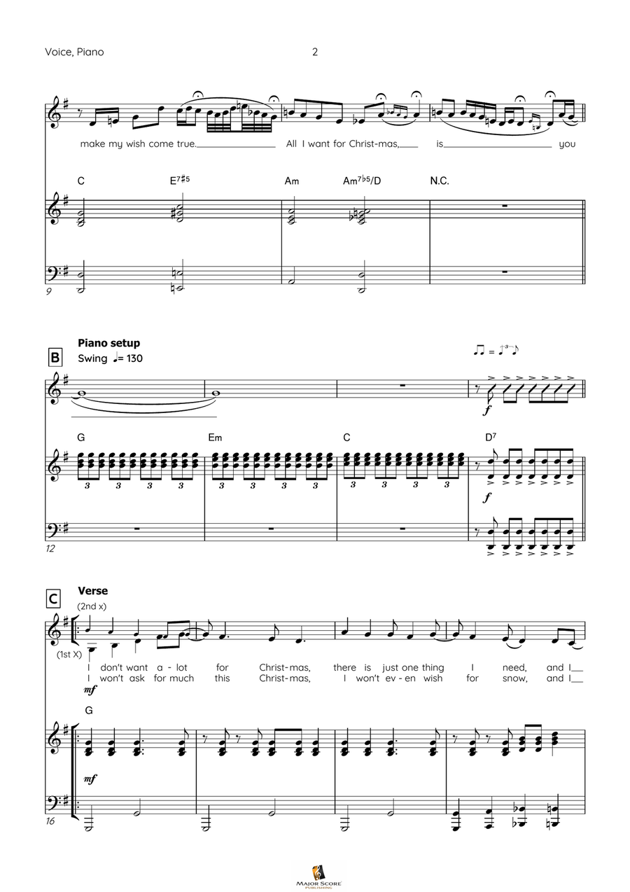 All I Want For Christmas Is You Piano, Vocal scores gallery preview page 3
