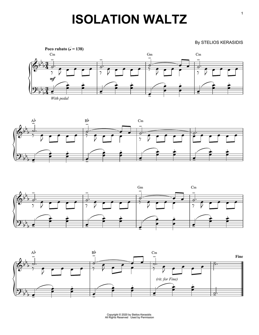 Isolation Waltz Piano Solo scores gallery preview page 1