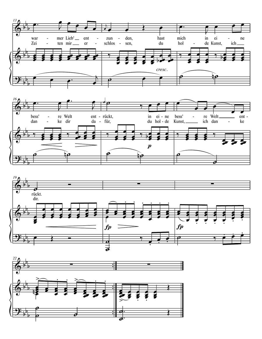 SCHUBERT: An die Musik, D. 547 (in 7 keys: E, E-flat, D, D-flat, C, B, B-flat major) Piano, Vocal scores gallery preview page 5
