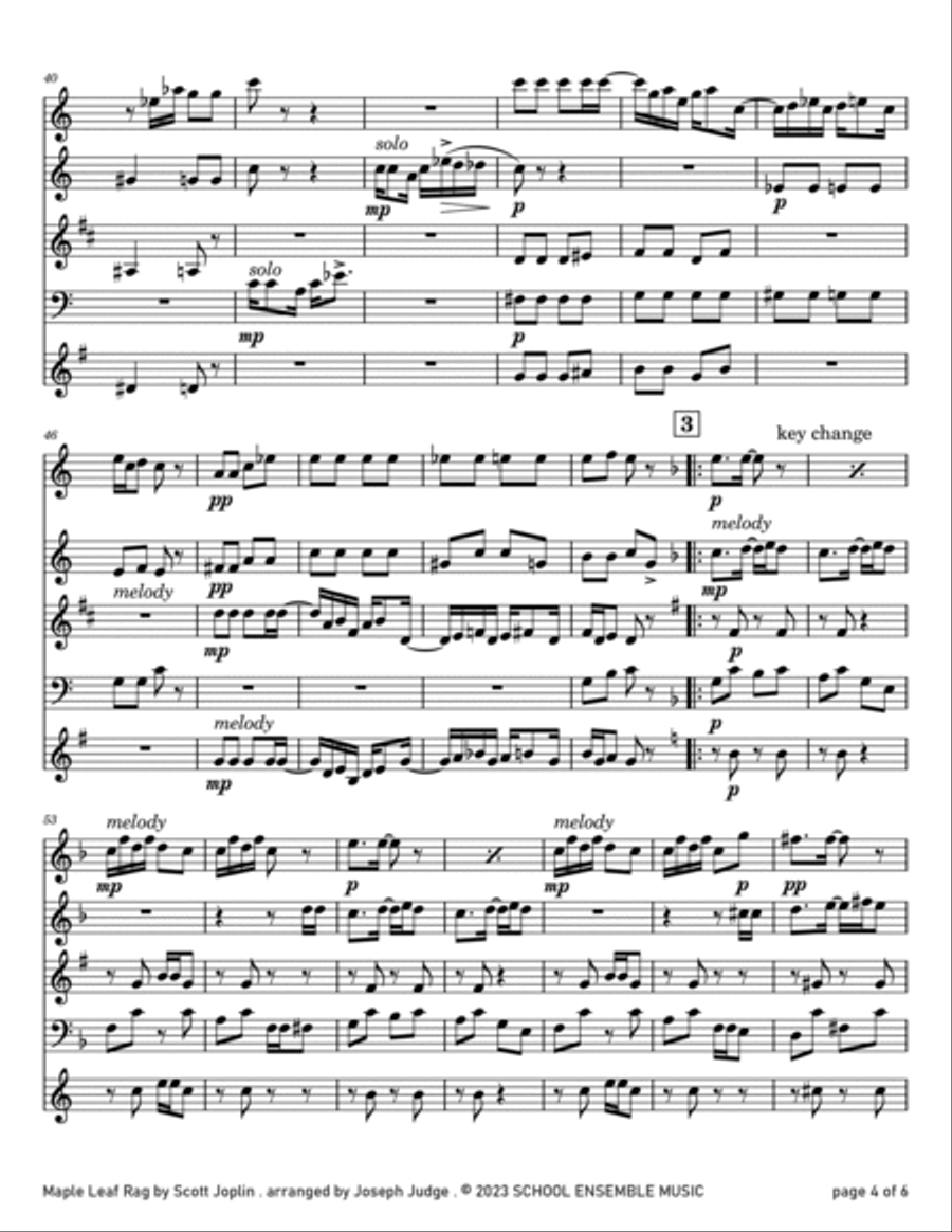 Maple Leaf Rag by Scott Joplin for Woodwind Quartet in Schools Woodwind Quartet scores gallery preview page 4