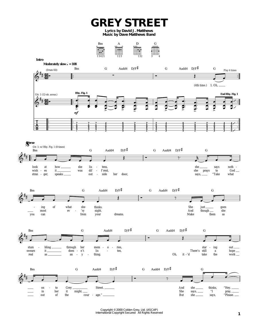 Grey Street Acoustic Guitar scores gallery preview page 1