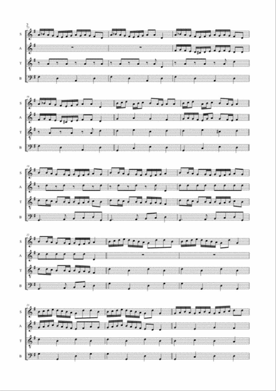 BRANDE CHAMPAGNJE - Anonymous 1599 - Arr. for SATB Choir 4-Part scores gallery preview page 2