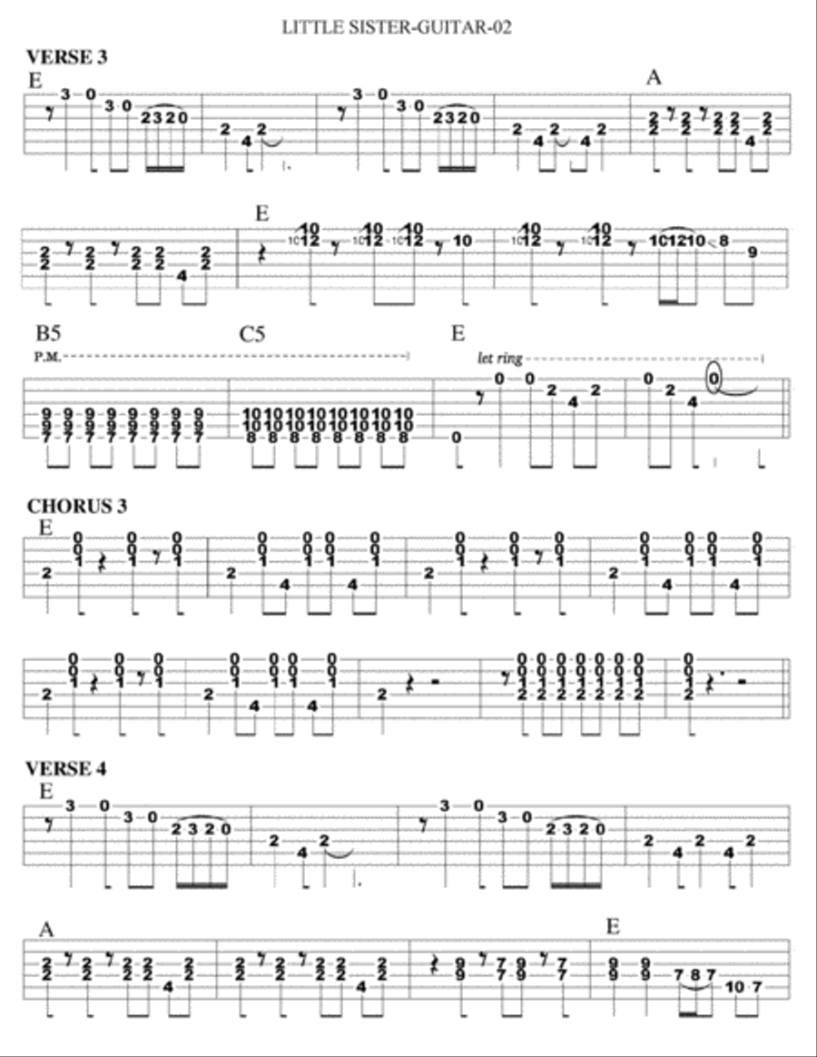 Little Sister Guitar Tablature scores gallery preview page 2