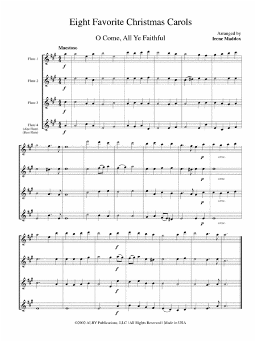 Eight Favorite Christmas Carols for Flute Quartet Flute Quartet scores gallery preview page 2
