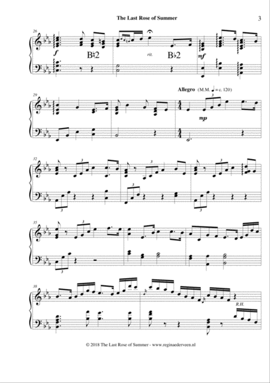 The Last Rose of Summer - lever harp solo Celtic Harp scores gallery preview page 3