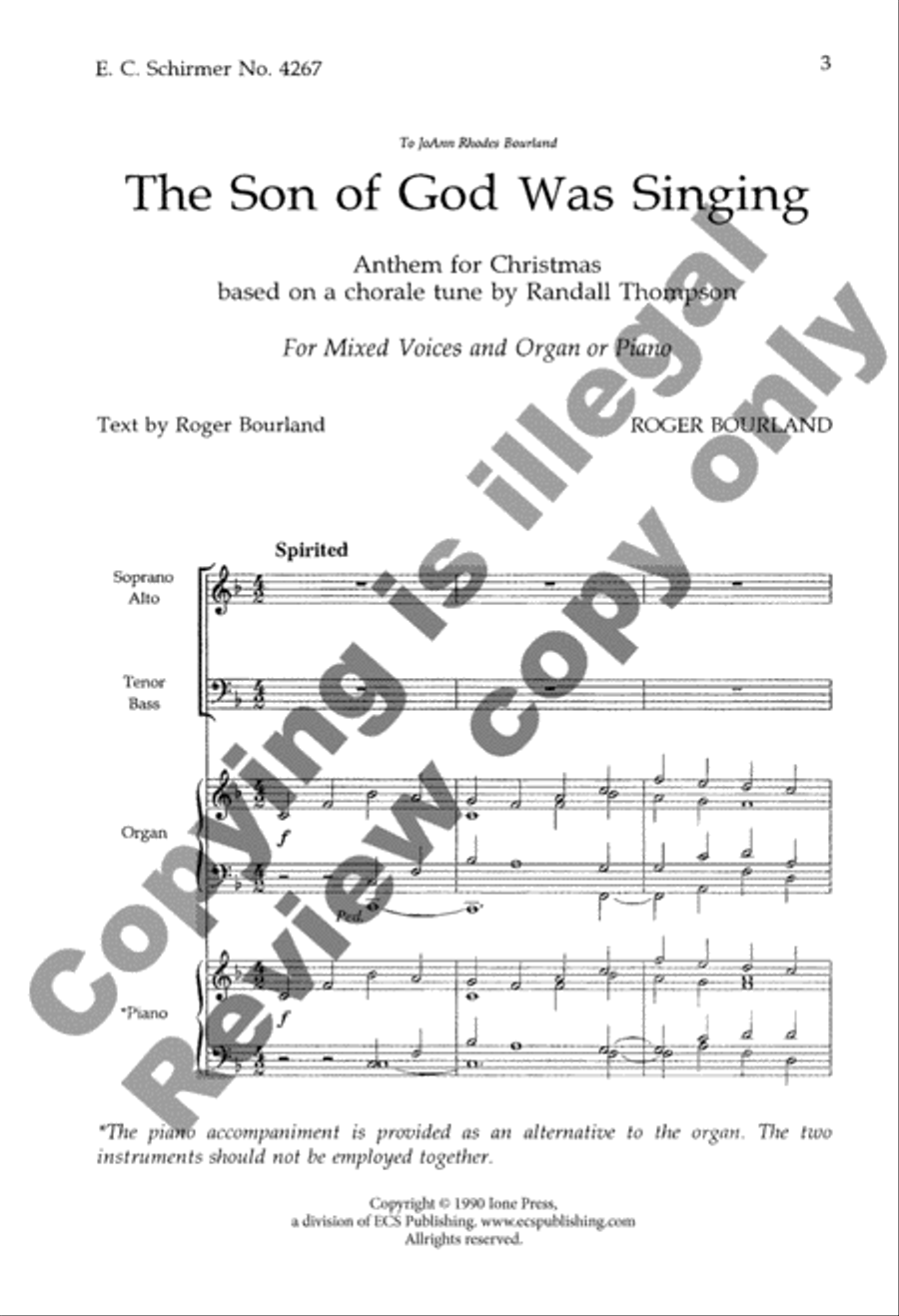 The Son of God Was Singing 4-Part scores gallery preview page 2