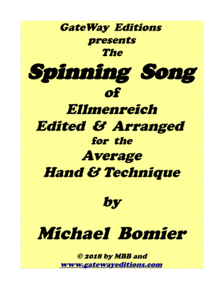 Spinning Song of Ellmenreich for Piano Solo