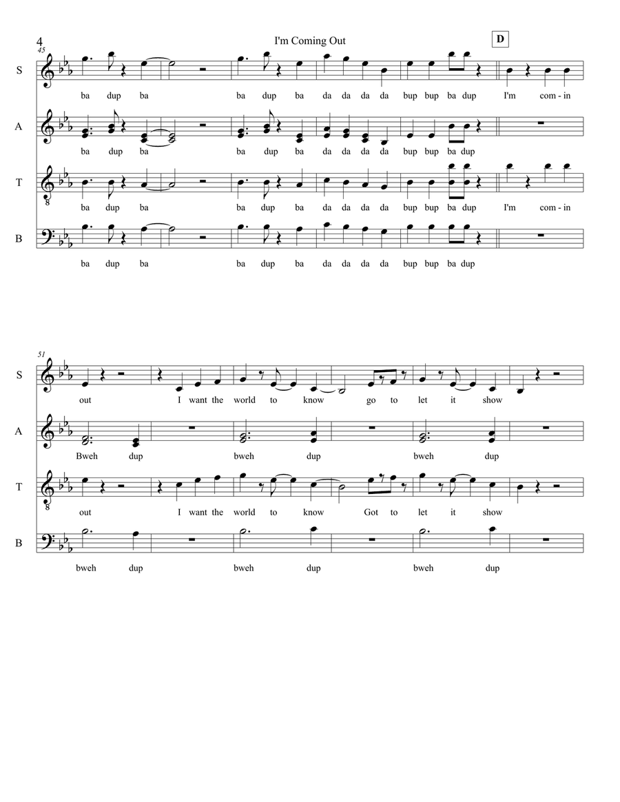 I'm Coming Out 4-Part scores gallery preview page 4