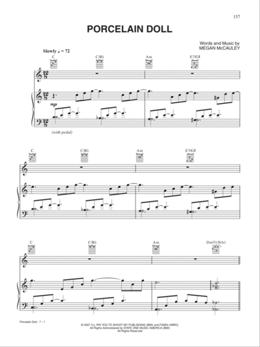 Porcelain Doll Piano, Vocal, Guitar scores gallery preview page 1