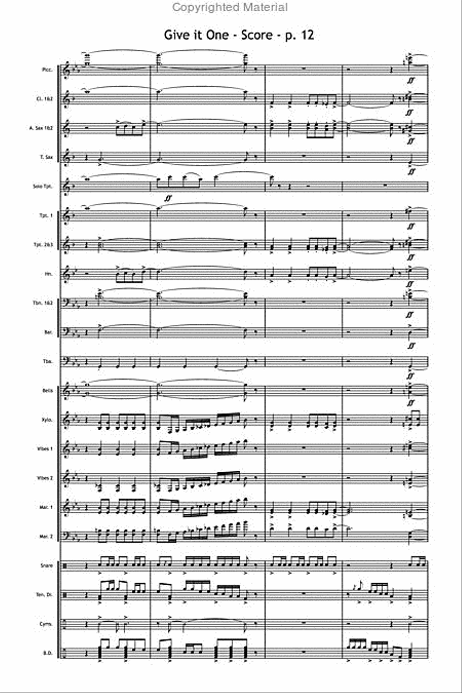 Give It One Marching Band scores gallery preview page 13
