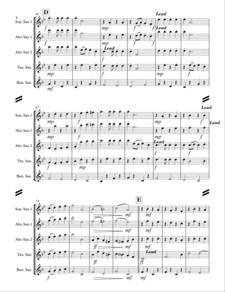 We Need A Little Christmas Saxophone Quartet scores gallery preview page 5