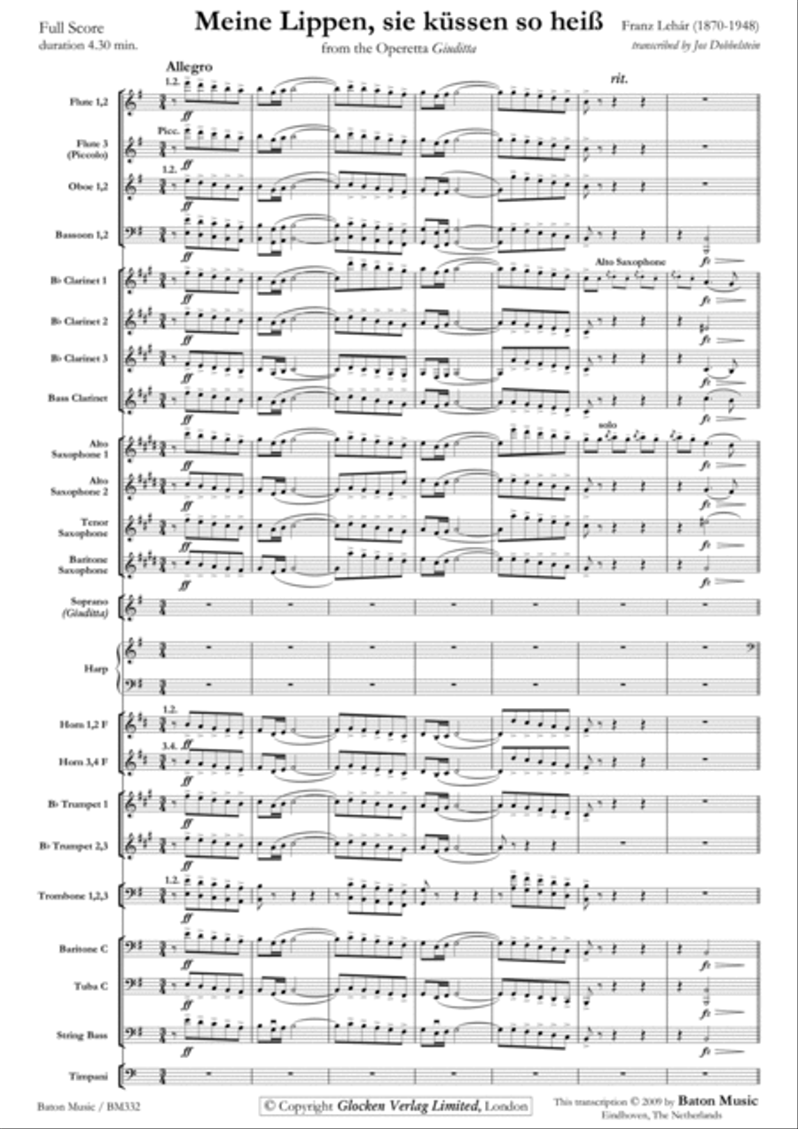 Meine Lippen, sie küssen so heiss Concert Band scores gallery preview page 2