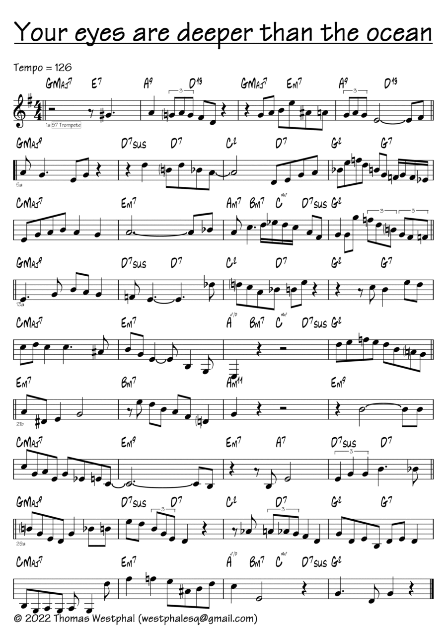 Your Eyes are deeper than the Ocean Piano scores gallery preview page 1