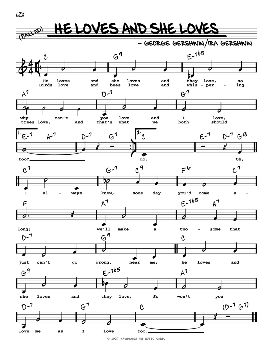 He Loves And She Loves (Low Voice) Low Voice scores gallery preview page 1