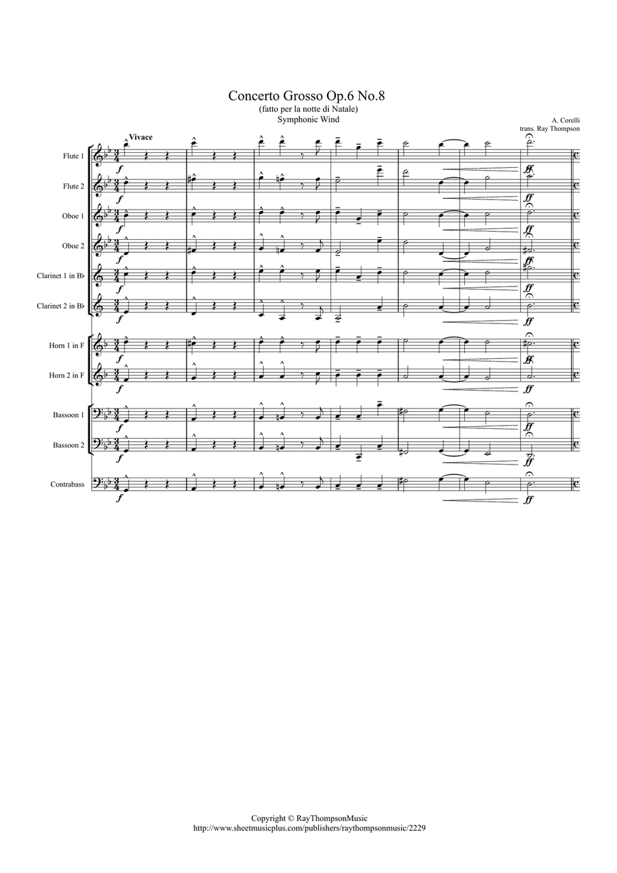 Corelli: Concerto Grosso Op.6 No.8 (Christmas Concerto) (Complete) - symphonic wind Large Ensemble scores gallery preview page 1