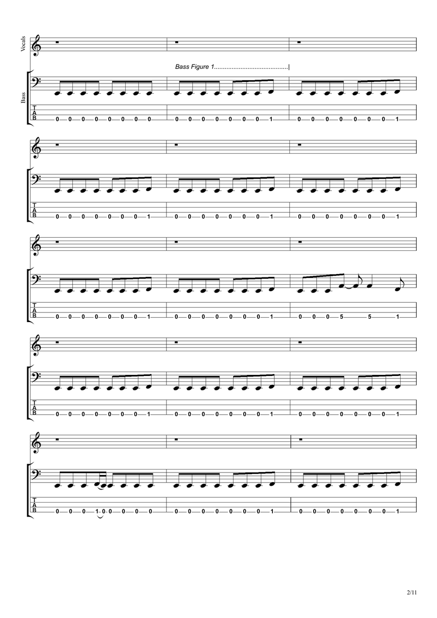 Enter Sandman Enter Sandman Bass Guitar scores gallery preview page 2